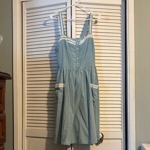 LindyBop Light Blue Lace-Trim Sundress